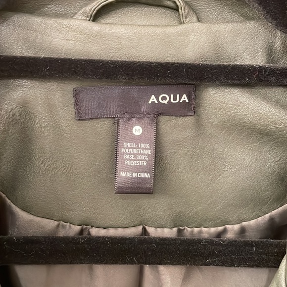 Aqua vegan leather biker jacket - Picture 3 of 5